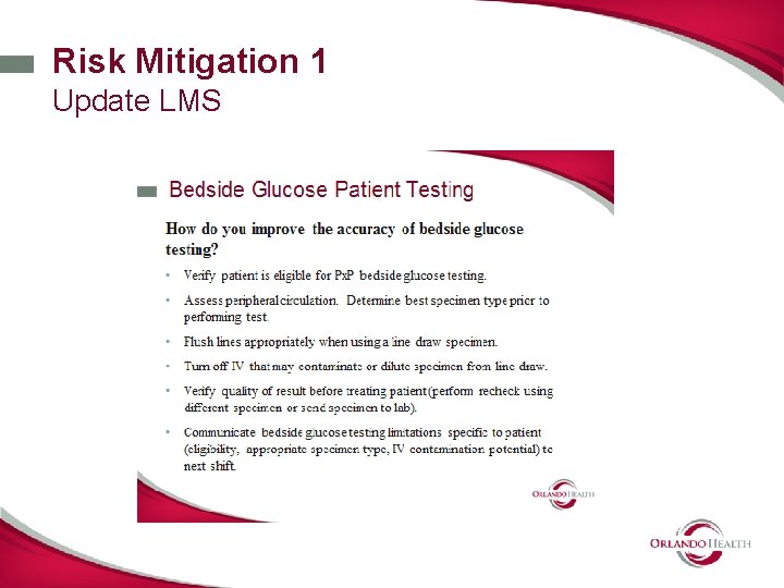 Risk Mitigation 1 Update LMS 