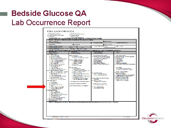 Bedside Glucose QA Lab Occurrence Report 