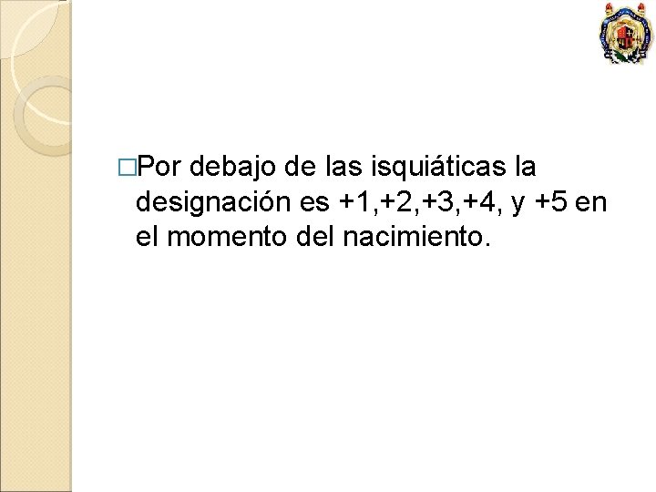 �Por debajo de las isquiáticas la designación es +1, +2, +3, +4, y +5