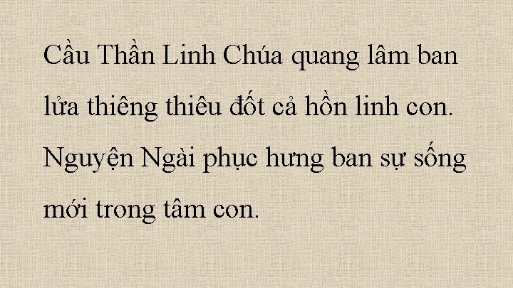 Cầu Thần Linh Chúa quang lâm ban lửa thiêng thiêu đốt cả hồn linh
