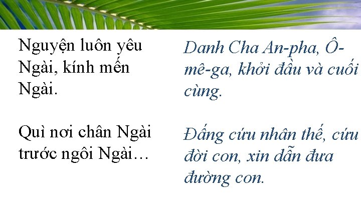 Nguyện luôn yêu Ngài, kính mến Ngài. Danh Cha An-pha, Ômê-ga, khởi đầu và