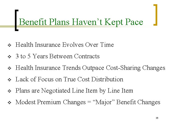 Benefit Plans Haven’t Kept Pace v Health Insurance Evolves Over Time v 3 to