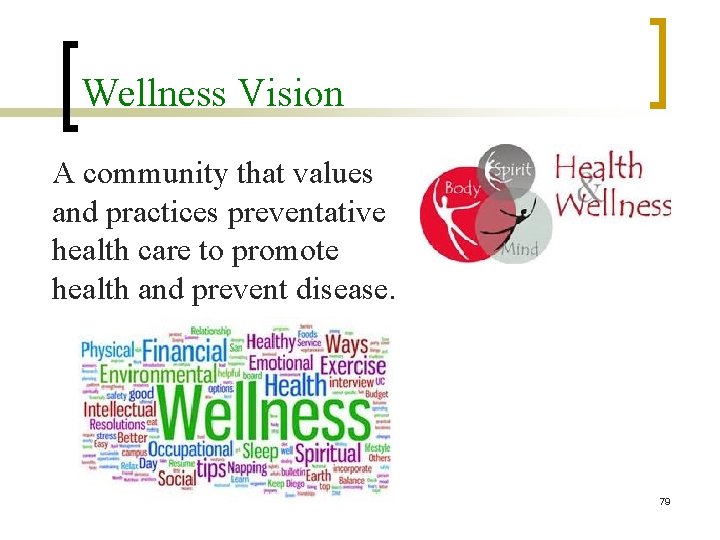 Wellness Vision A community that values and practices preventative health care to promote health