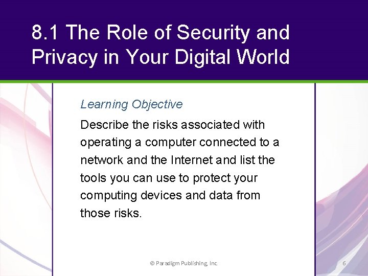 8. 1 The Role of Security and Privacy in Your Digital World Learning Objective