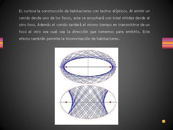Es curiosa la construcción de habitaciones con techos elípticos. Al emitir un sonido desde