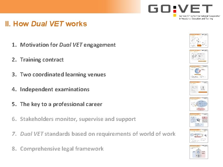 II. How Dual VET works 1. Motivation for Dual VET engagement 2. Training contract