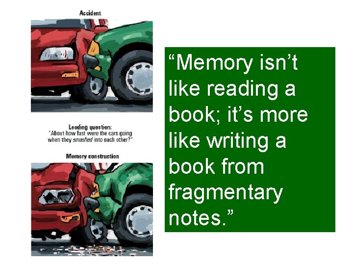 “Memory isn’t like reading a book; it’s more like writing a book from fragmentary