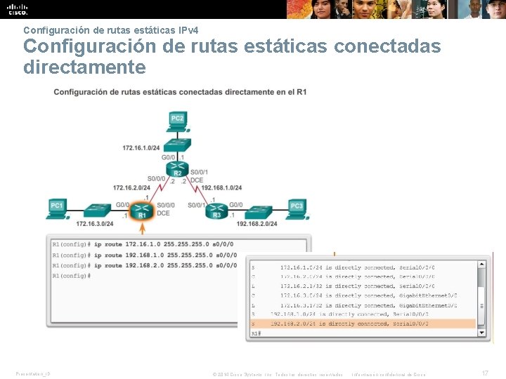 Configuración de rutas estáticas IPv 4 Configuración de rutas estáticas conectadas directamente Presentation_ID ©