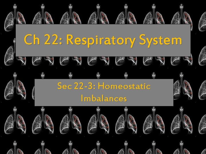 Ch 22: Respiratory System Sec 22 -3: Homeostatic Imbalances 