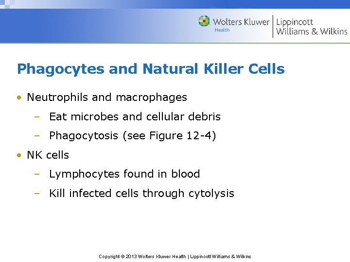 Phagocytes and Natural Killer Cells • Neutrophils and macrophages – Eat microbes and cellular