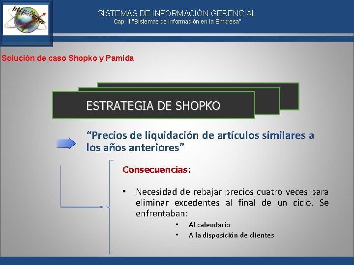 SISTEMAS DE INFORMACIÓN GERENCIAL Cap. II “Sistemas de Información en la Empresa” Solución de