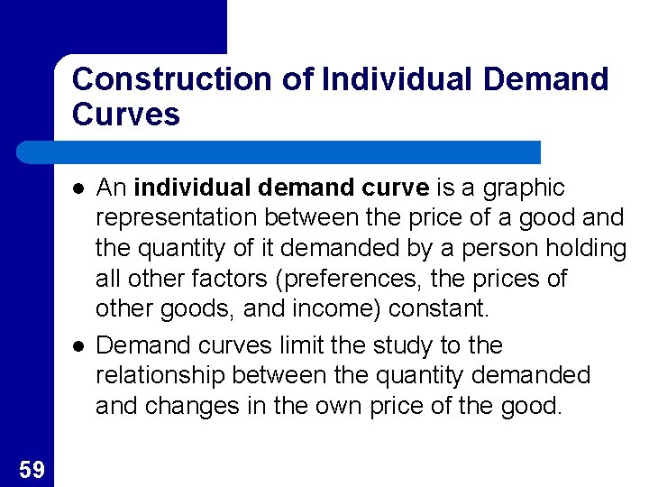 Construction of Individual Demand Curves l l 59 An individual demand curve is a