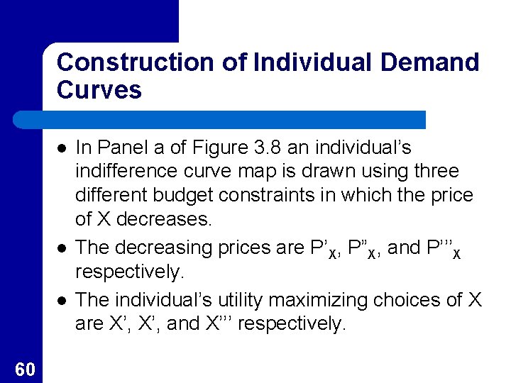 Construction of Individual Demand Curves l l l 60 In Panel a of Figure