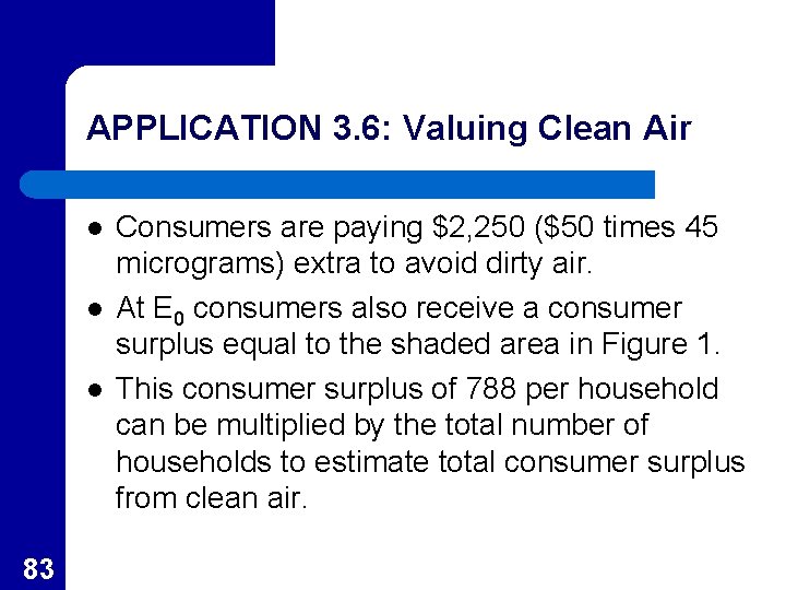 APPLICATION 3. 6: Valuing Clean Air l l l 83 Consumers are paying $2,