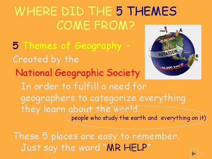 WHERE DID THE 5 THEMES COME FROM? 5 Themes of Geography – Created by