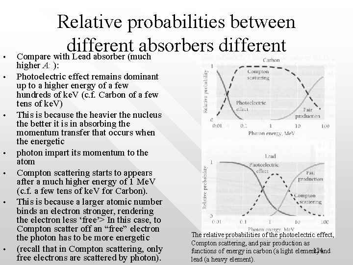  • • Relative probabilities between different absorbers different Compare with Lead absorber (much