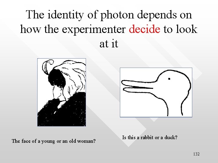 The identity of photon depends on how the experimenter decide to look at it