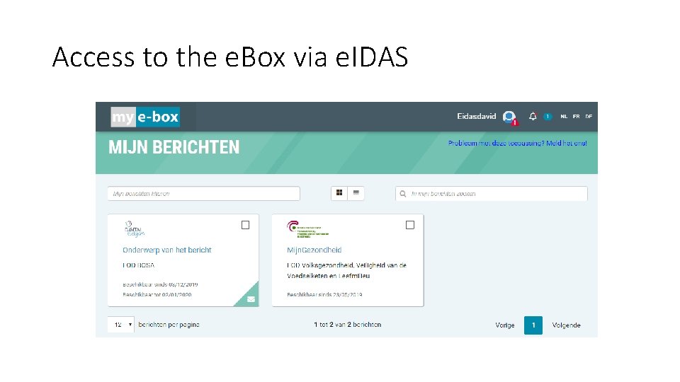 Access to the e. Box via e. IDAS 
