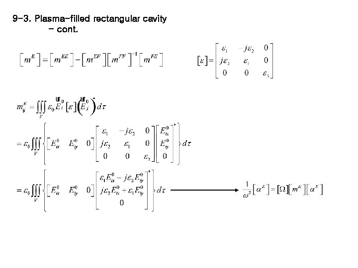 9 -3. Plasma-filled rectangular cavity - cont. 