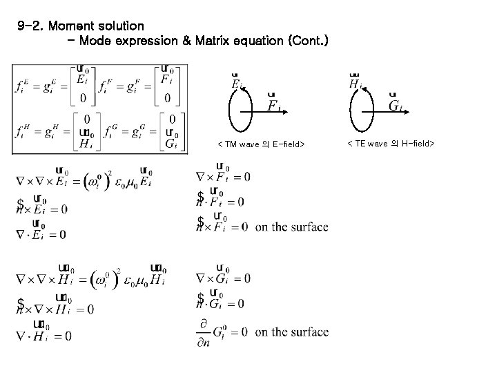 9 -2. Moment solution - Mode expression & Matrix equation (Cont. ) < TM