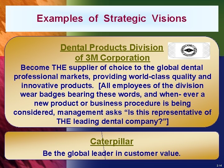 Examples of Strategic Visions Dental Products Division of 3 M Corporation Become THE supplier