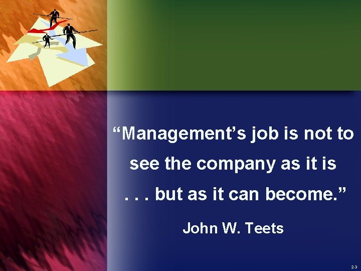 “Management’s job is not to see the company as it is. . . but