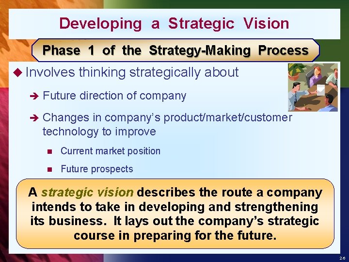 Developing a Strategic Vision Phase 1 of the Strategy-Making Process u Involves è Future