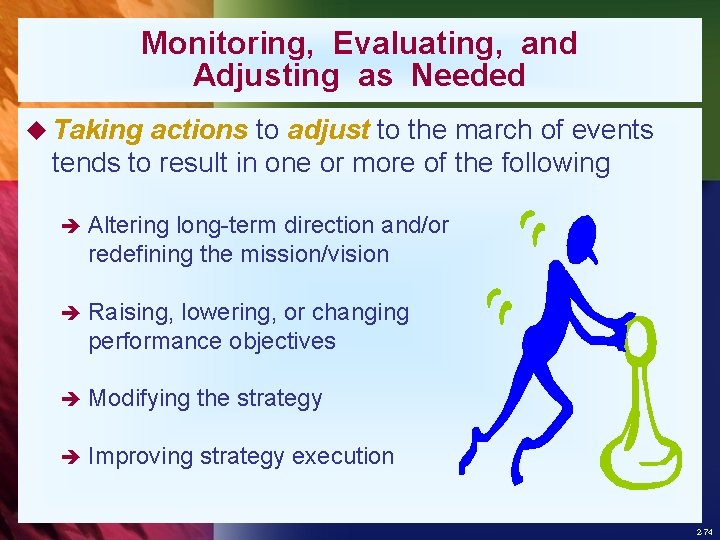 Monitoring, Evaluating, and Adjusting as Needed u Taking actions to adjust to the march