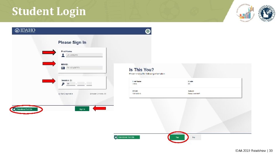 Student Login IDAA 2019 Roadshow | 33 