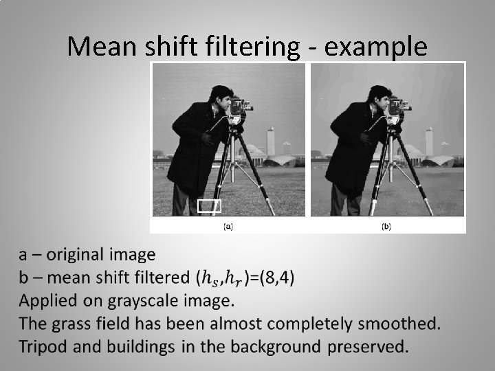 Mean shift filtering - example 