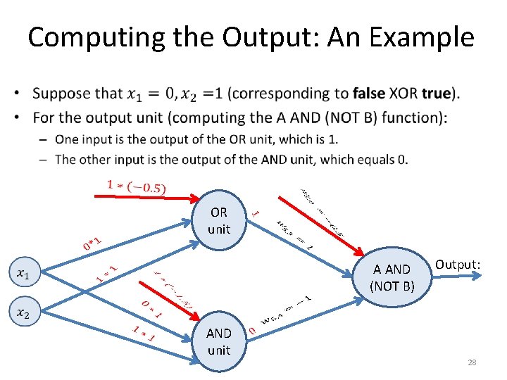 Computing the Output: An Example • OR unit A AND (NOT B) AND unit