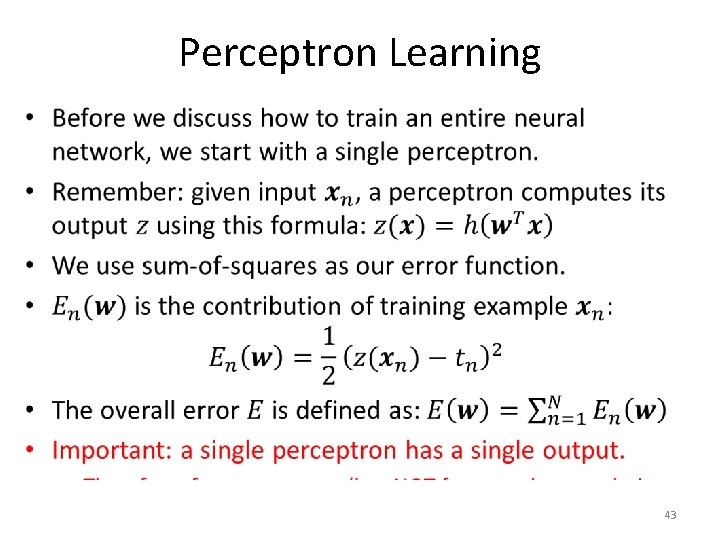 Perceptron Learning • 43 