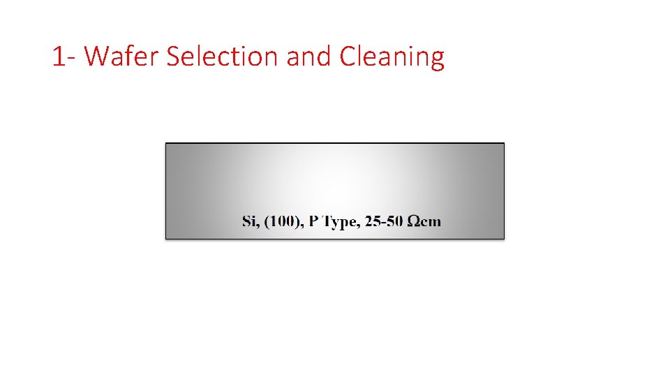 1 - Wafer Selection and Cleaning 