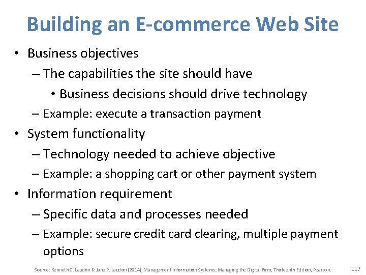 Building an E-commerce Web Site • Business objectives – The capabilities the site should