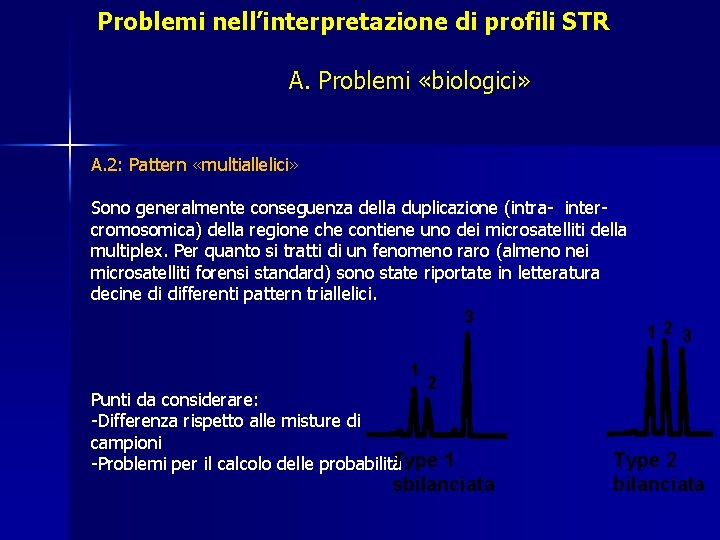 Problemi nell’interpretazione di profili STR A. Problemi «biologici» A. 2: Pattern «multiallelici» Sono generalmente Problemi nell’interpretazione di profili STR A. Problemi «biologici» A. 2: Pattern «multiallelici» Sono generalmente