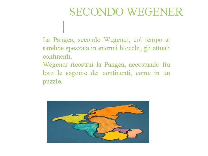 SECONDO WEGENER La Pangea, secondo Wegener, col tempo si sarebbe spezzata in enormi blocchi, SECONDO WEGENER La Pangea, secondo Wegener, col tempo si sarebbe spezzata in enormi blocchi,