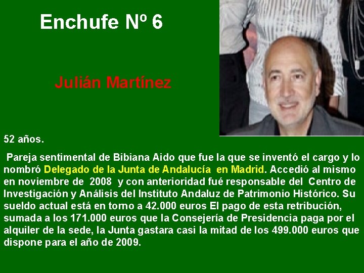 Enchufe Nº 6 Julián Martínez 52 años. Pareja sentimental de Bibiana Aido que fue