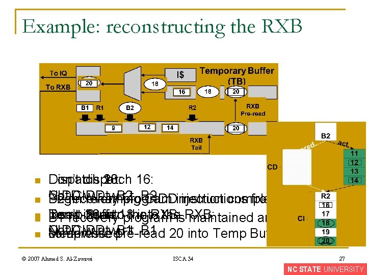 Example: reconstructing the RXB n n n Don’t dispatch Dispatch 18: 16: 20: CIDD