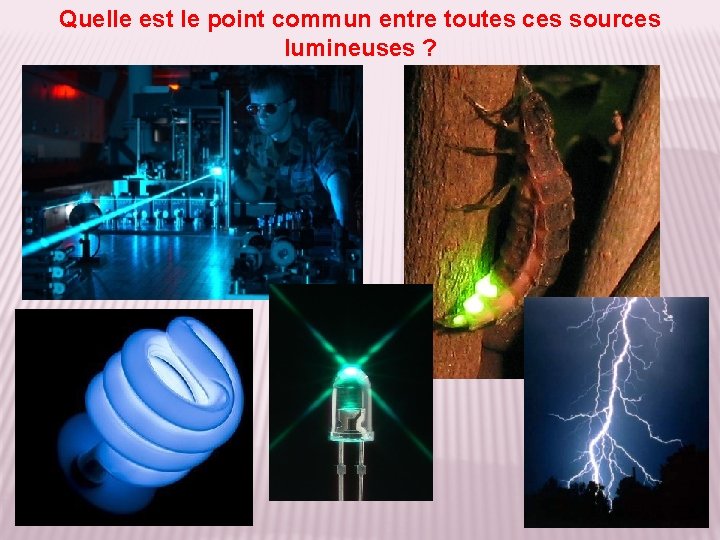 Quelle est le point commun entre toutes ces sources lumineuses ? 