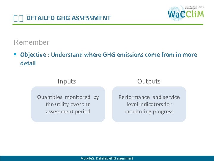 DETAILED GHG ASSESSMENT Remember § Objective : Understand where GHG emissions come from in