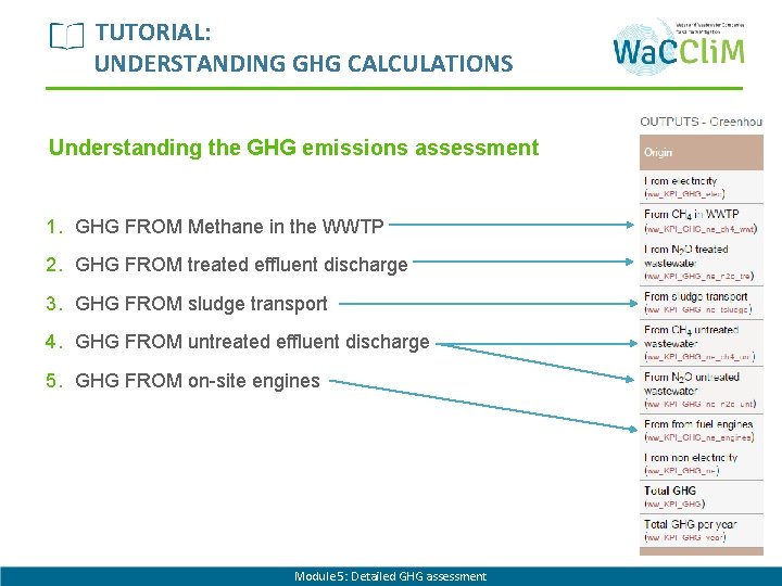 TUTORIAL: UNDERSTANDING GHG CALCULATIONS Understanding the GHG emissions assessment 1. GHG FROM Methane in