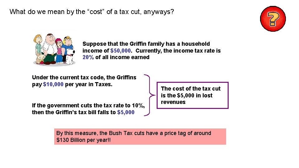 What do we mean by the “cost” of a tax cut, anyways? Suppose that