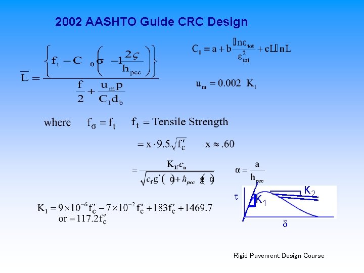 2002 AASHTO Guide CRC Design K 2 K 1 Rigid Pavement Design Course 