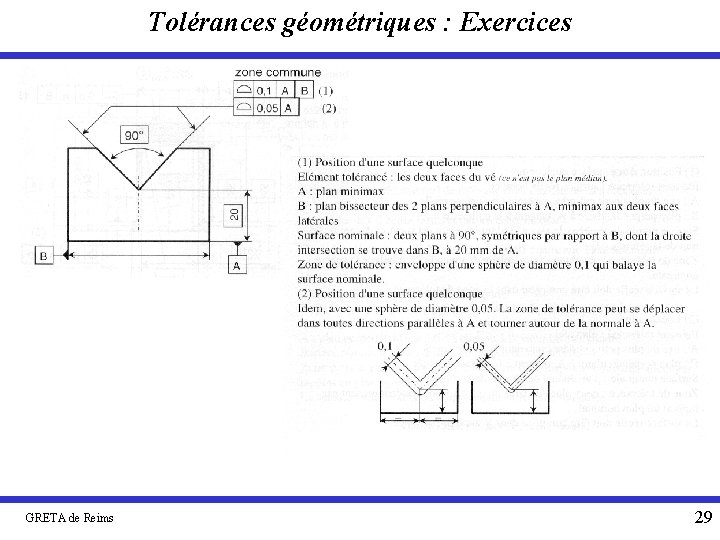 Tolérances géométriques : Exercices GRETA de Reims 29 