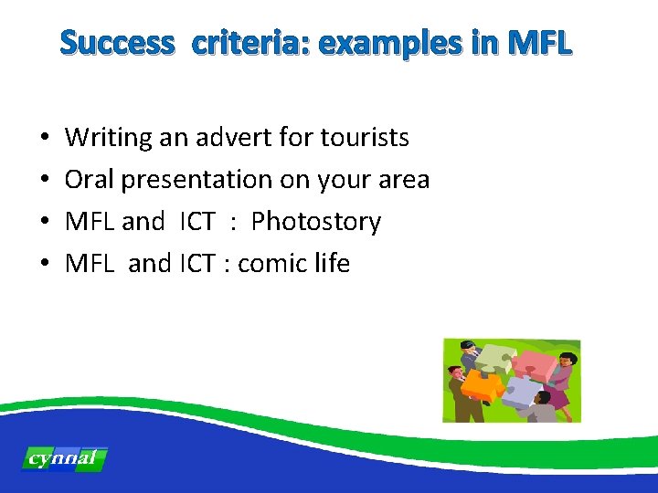 Success criteria: examples in MFL • • Writing an advert for tourists Oral presentation