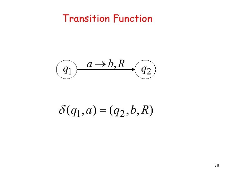 Transition Function 70 Transition Function 70