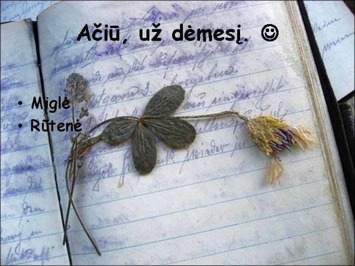 Ačiū, už dėmesį. • Miglė • Rūtenė 