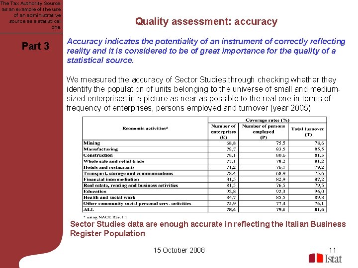The Tax Authority Source as an example of the use of an administrative source The Tax Authority Source as an example of the use of an administrative source