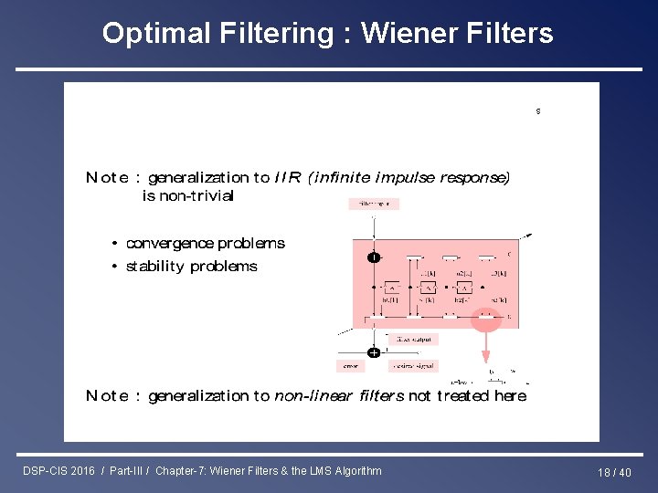 Optimal Filtering : Wiener Filters DSP-CIS 2016 / Part-III / Chapter-7: Wiener Filters &