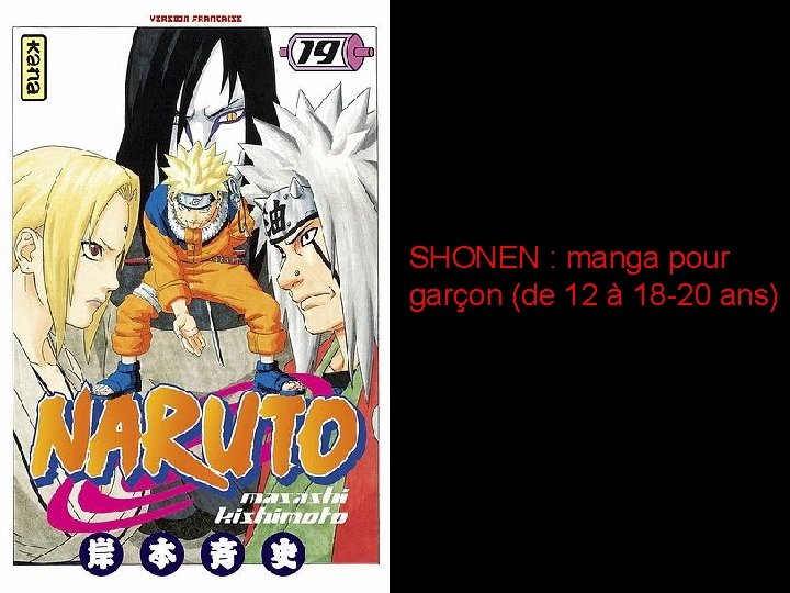 SHONEN : manga pour garçon (de 12 à 18 -20 ans) 